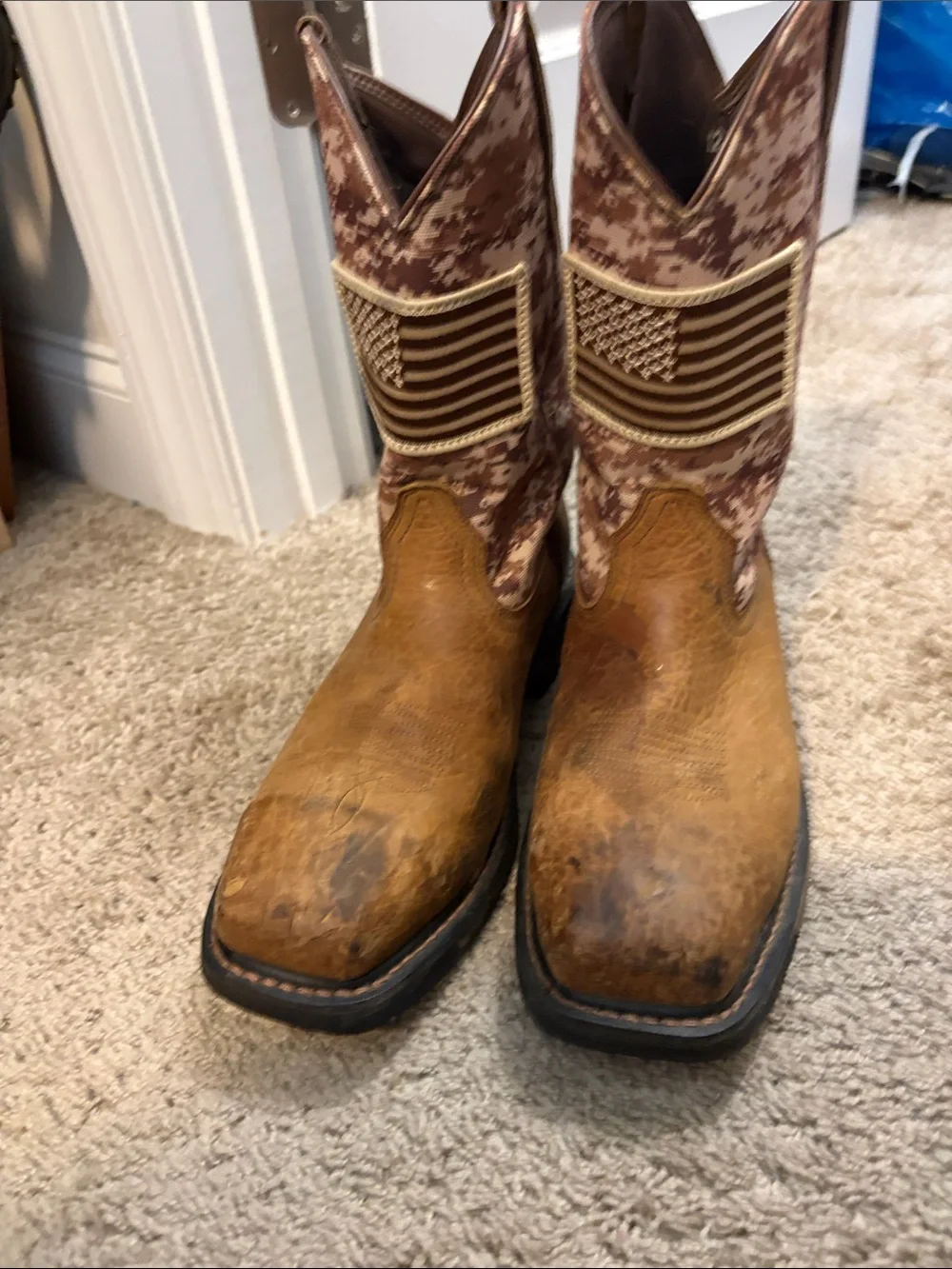 Ariat Brown Leather Work Boots with Digital Camo Shaft Steel Toe